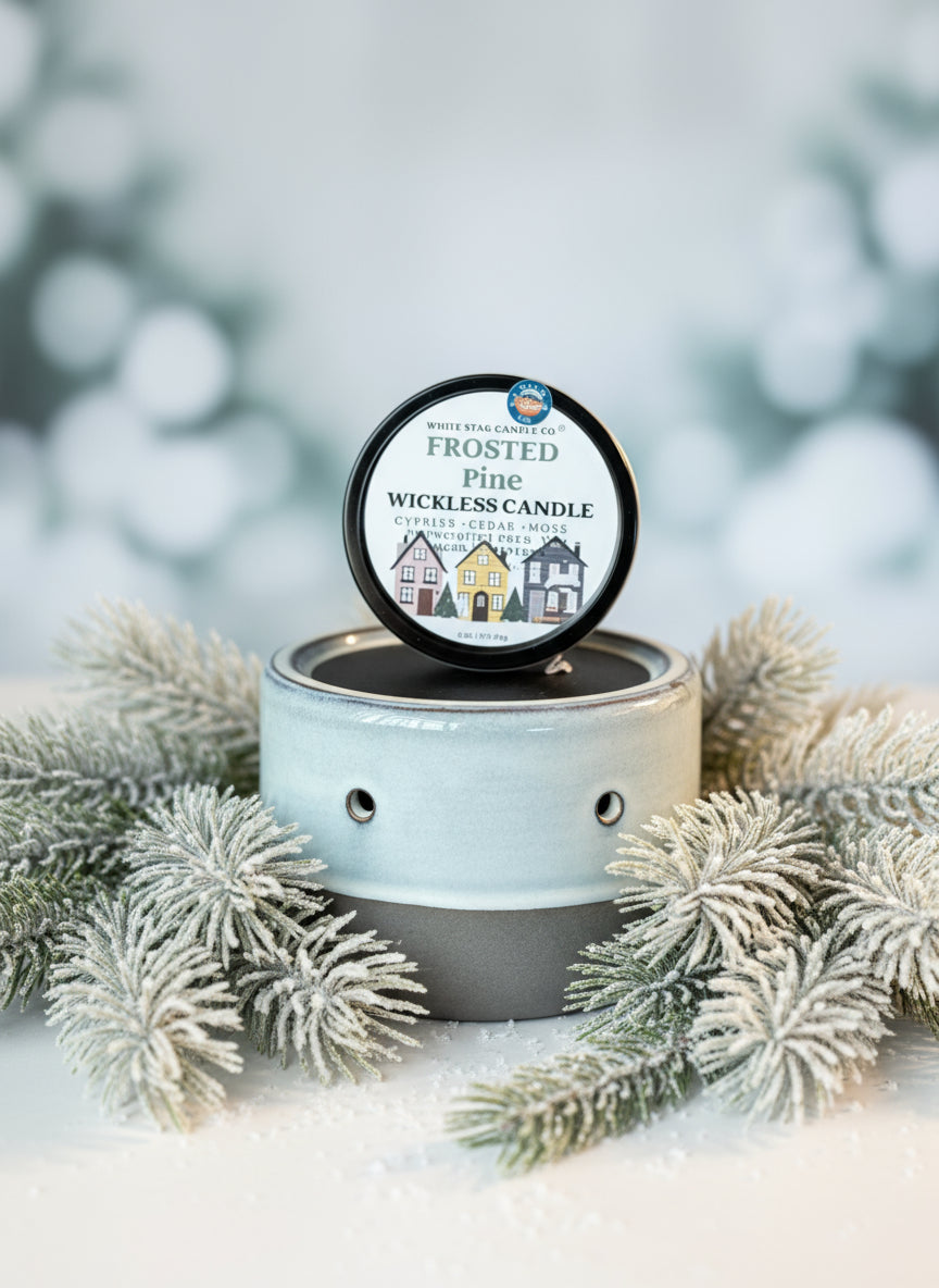 wickless candle frosted pine
